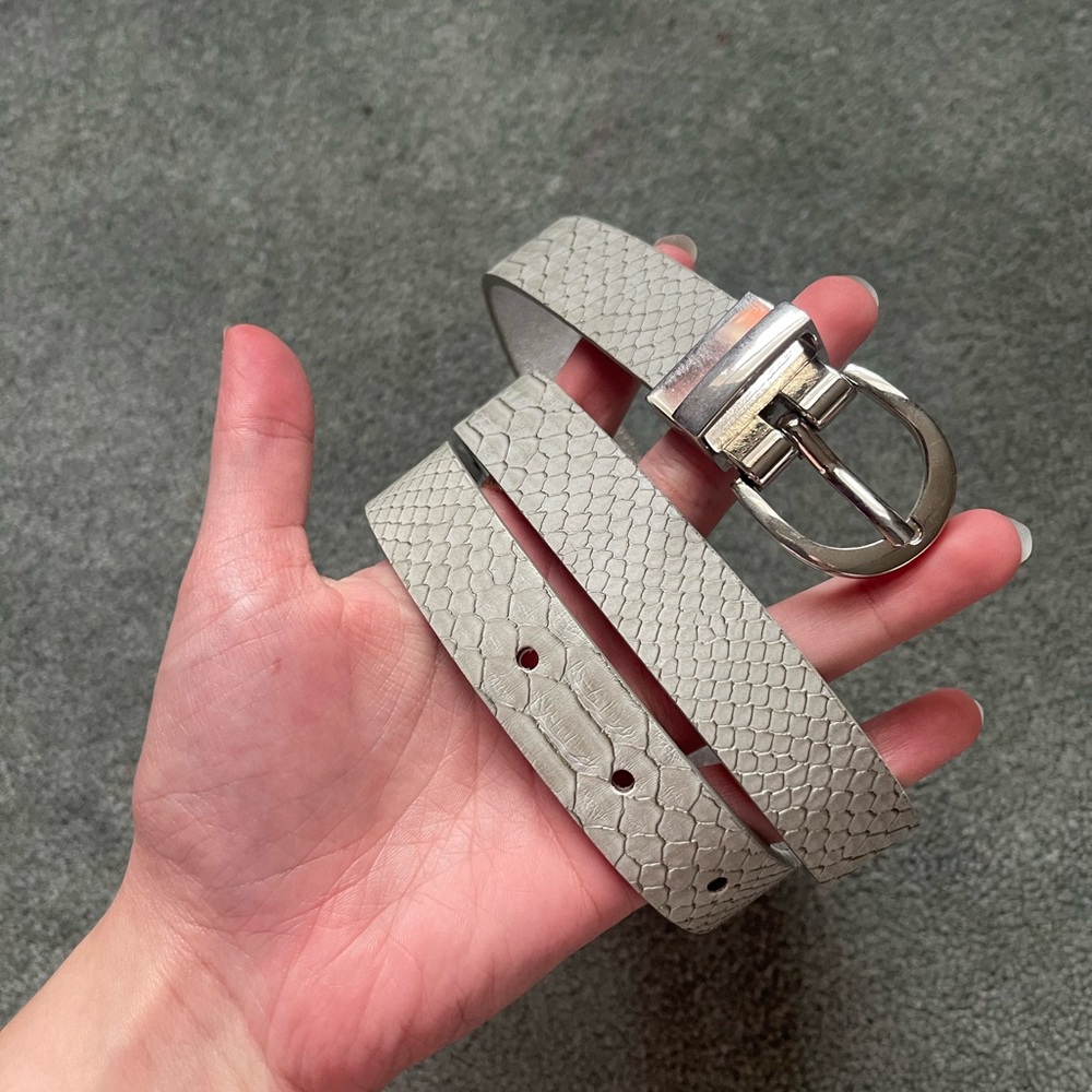 Reversible snake print belt —-silver